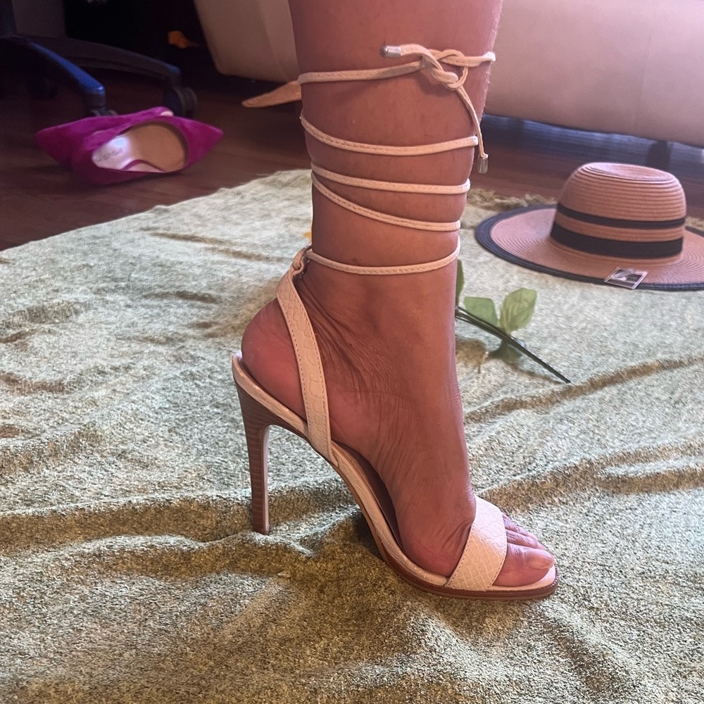 Steve Madden Cream Lace-Up Heels